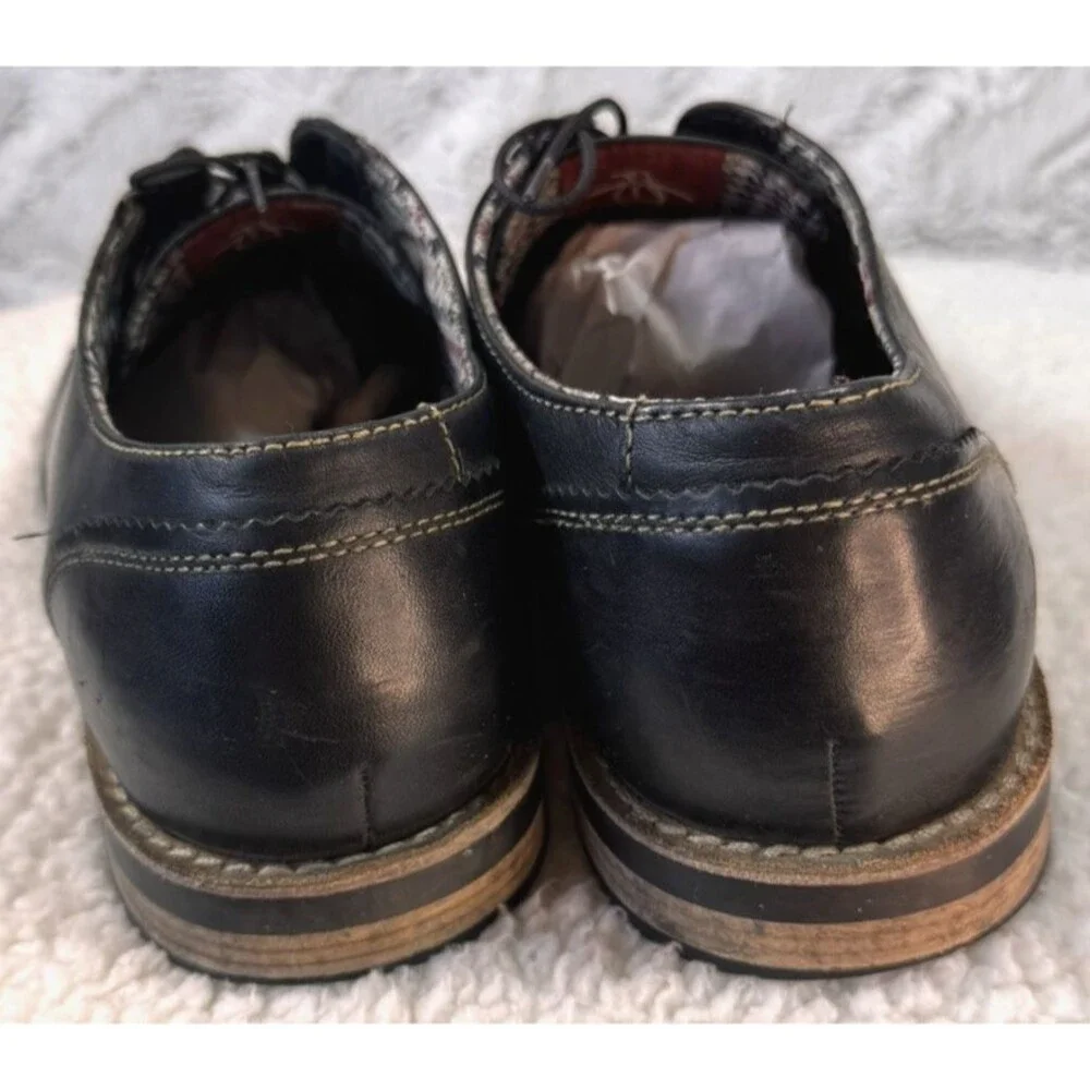 Original Penguin Black Dark Brown Leather Loafers Oxfords‎ Men's 12